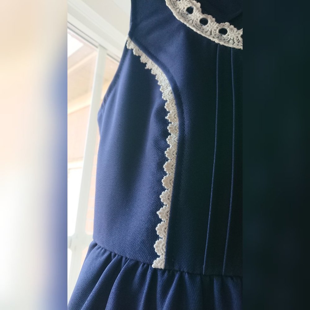 Liz Lisa - Navy Blue Crochet Detail and Lace Trim Sleeveless Dress - Picture 8 of 16